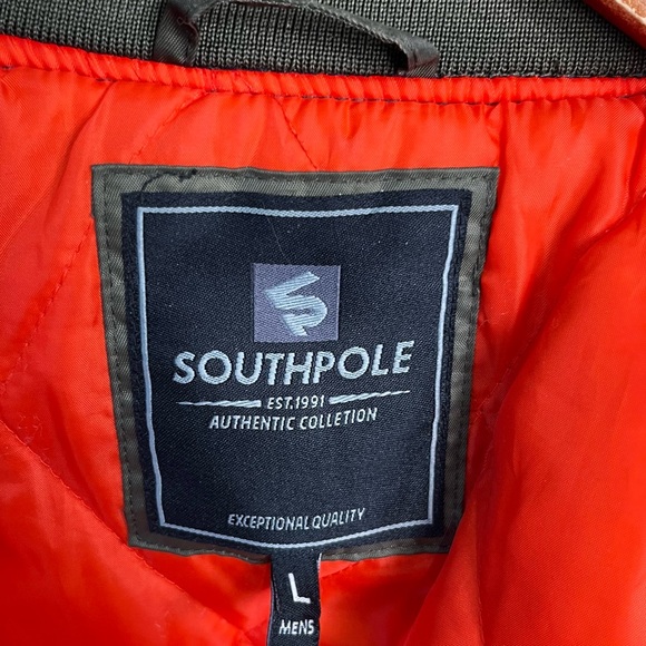 Vintage South Pole Bomber Jacket Mens L Large Green Coat Quilted Lined 90s Y2K - Picture 9 of 16